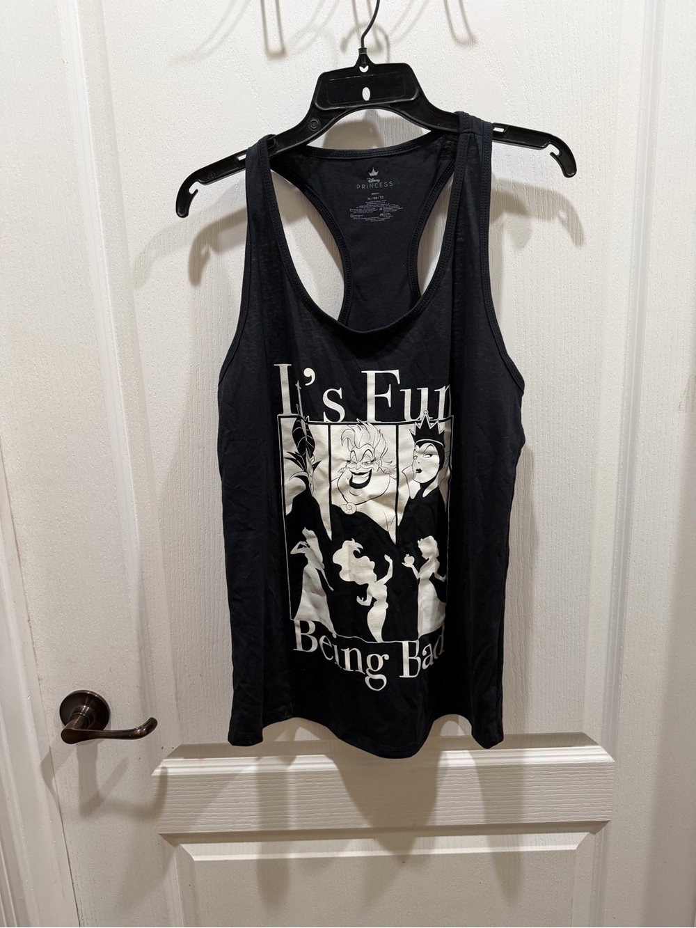 Disney Black Graphic Racerback Tank Top with White Villains Print